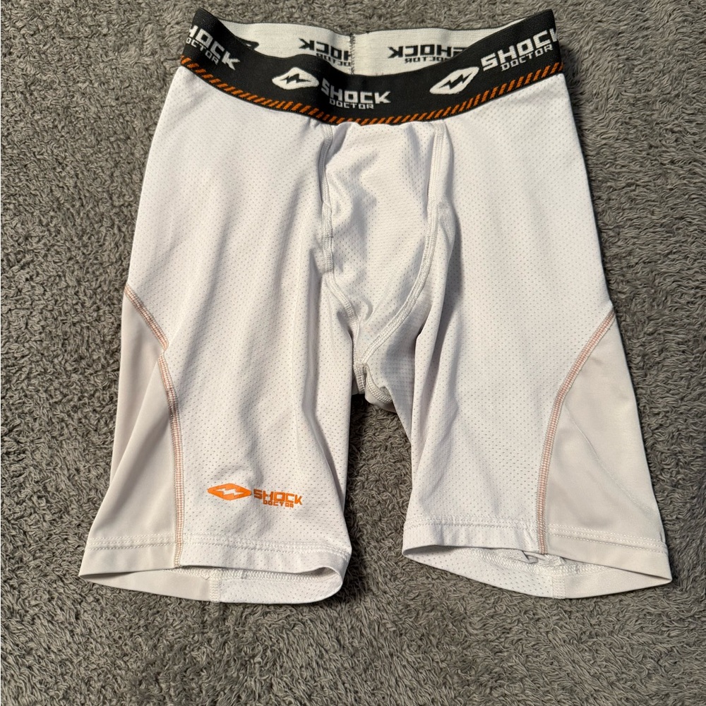 Shock Doctor Youth White Compression Shorts
